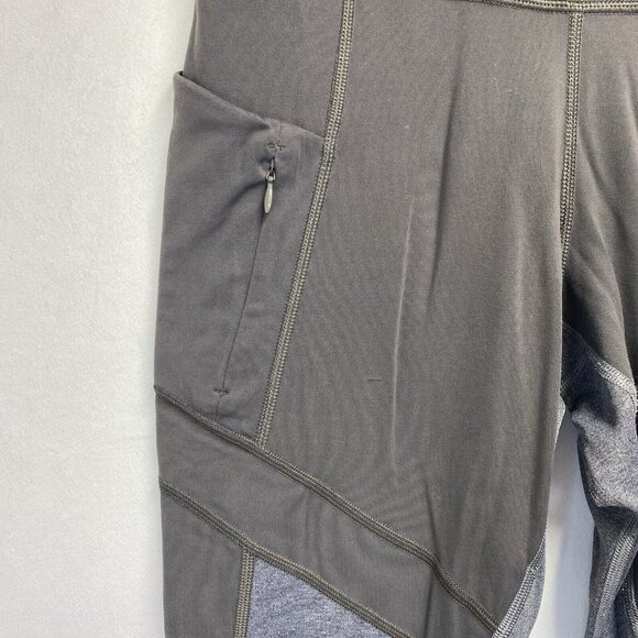ATHLETA Mid-Rise Yoga-Gym Leggings Women Small Gray Color Block Zipper Pocket - Picture 14 of 16